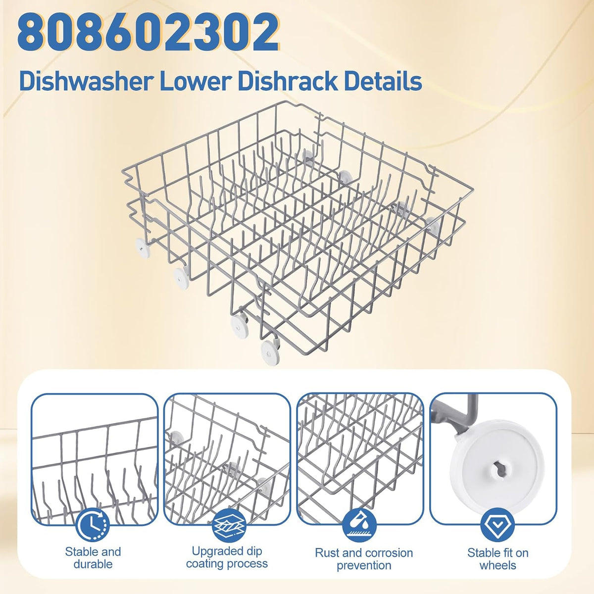 808602302 Dishwasher Lower Rack Replacement for frigidaire dishwasher
