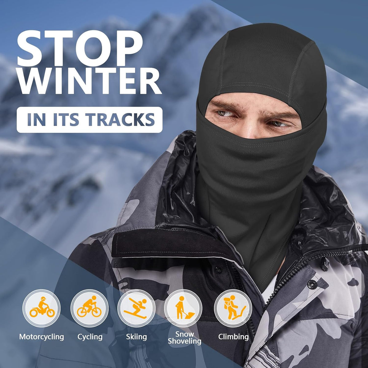 Black Ski Mask for Men Women Balaclava Face Mask Men Balaclava Ski Masks Beanie Full Face Mask Neck Gaiter Face Mask