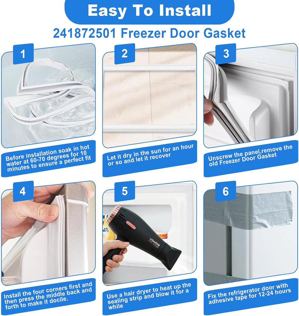Upgraded 241872501 Refrigerator Freezer Door Gasket | Compatible with Frigidaire Crosley and Kenmore, Refrigerator