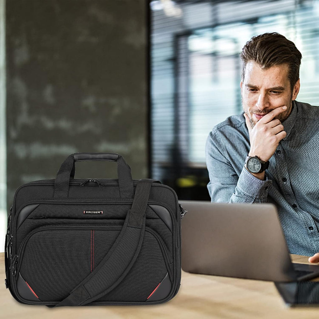 Laptop Bag 17.3 Inch Premium Laptop Briefcase, Expandable Water Repellent Laptop Shoulder Messenger Bag Durable
