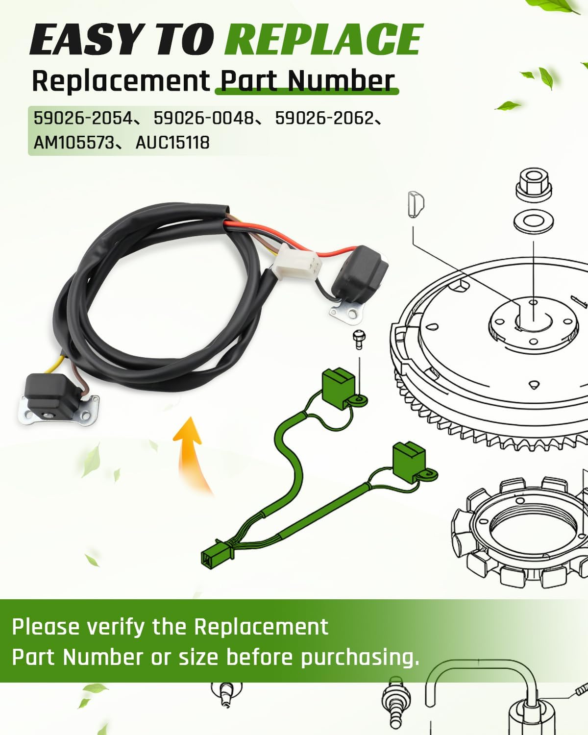Pulsing Pickup Coil Fit for Kawasaki FD590V FD611V FD620D, AM105573