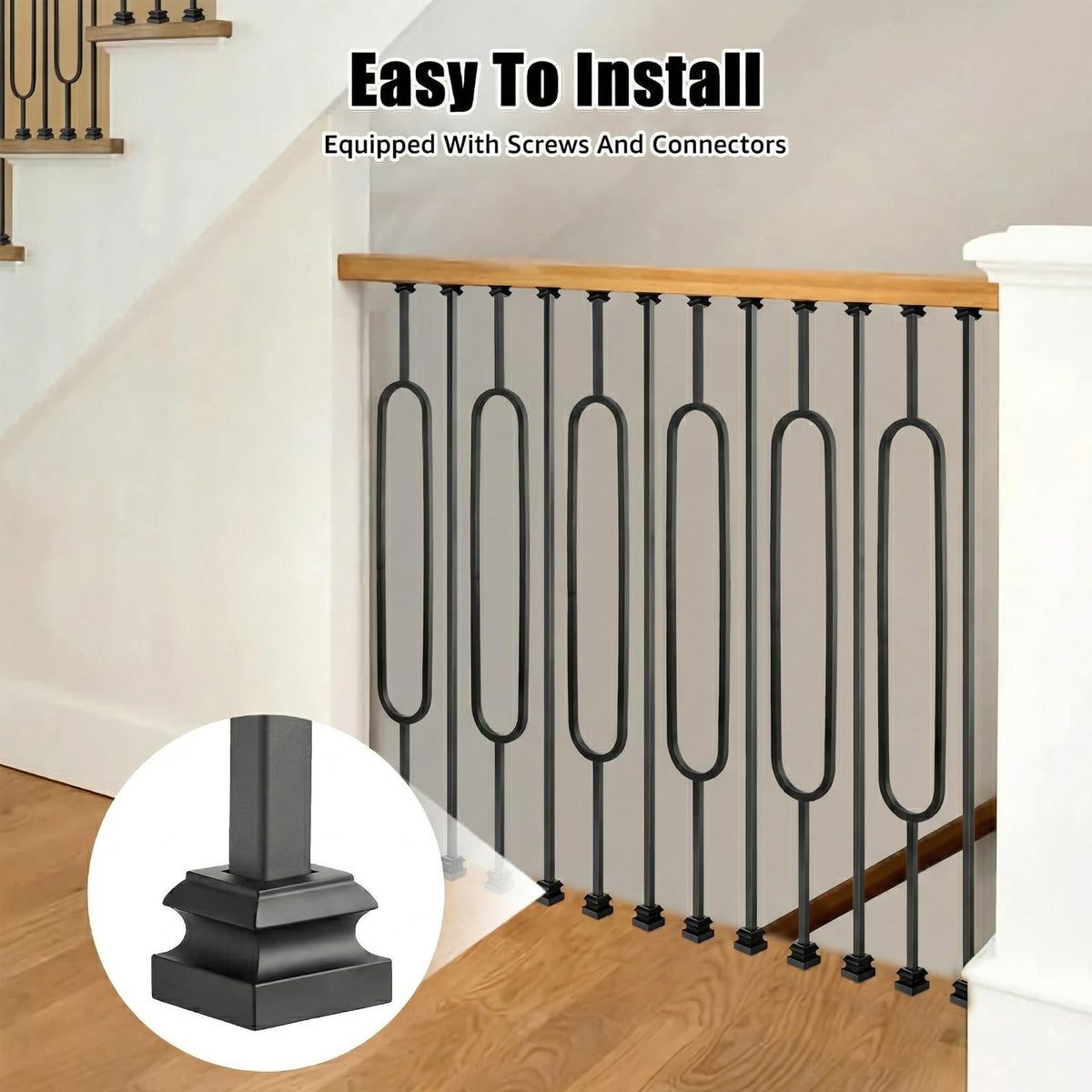 16 Pack Wrought Iron Balusters, 1/2" Hollow Deck Balusters, Stair Metal Deck Spindles, Staircase Baluster W/ 32 Pack
