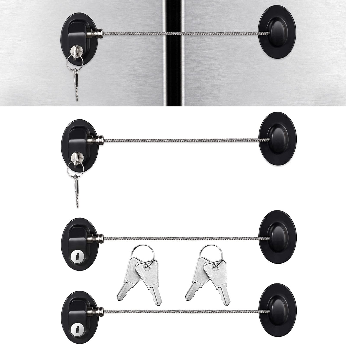 4 Pack Cabinet Locks with Keys Refrigerator Fridge Lock