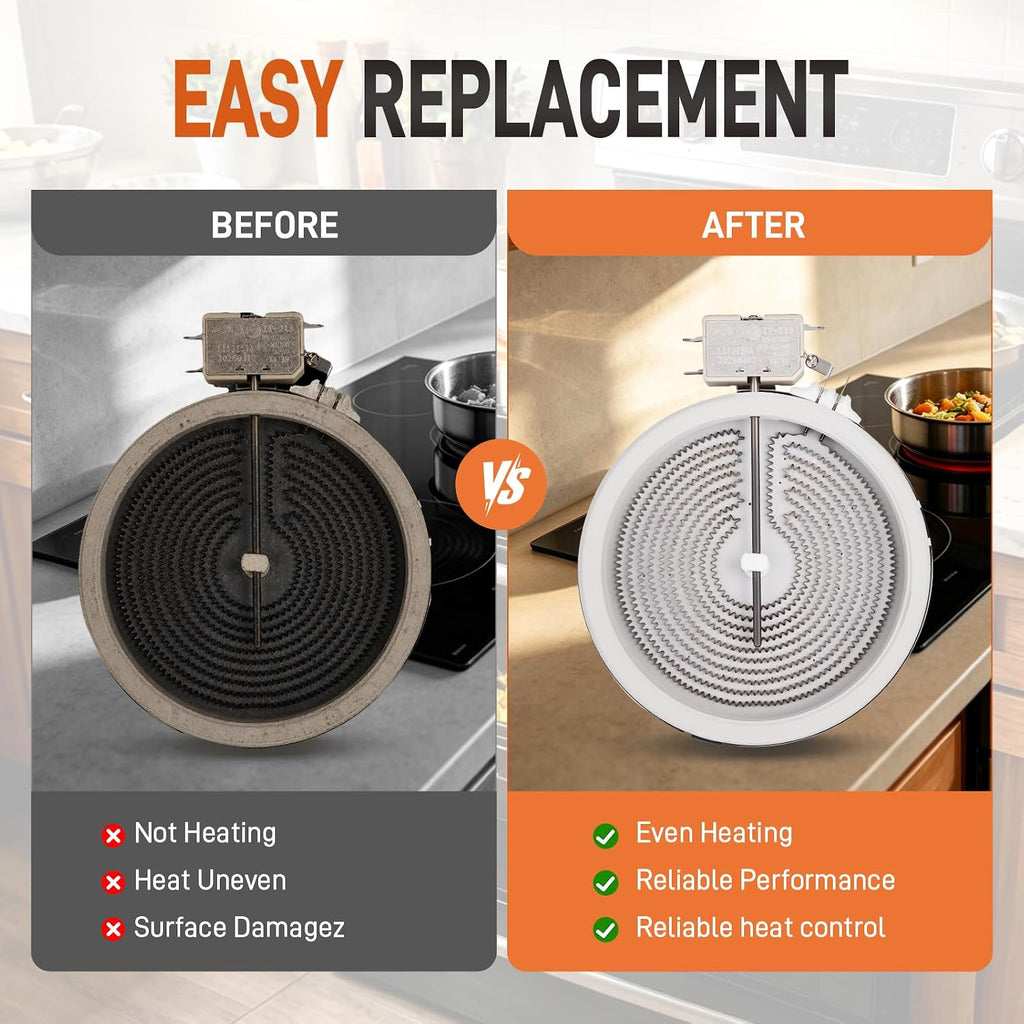 MEE62385001 Upgrade 6" Range Radiant Surface Burner Heating Element, 1200W