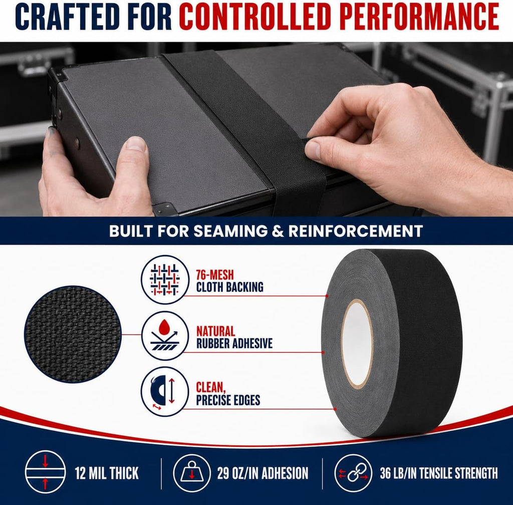 CGT-80 Gaffers Stage Tape, Black, 1/2 in x 60 yd, 1-Pack