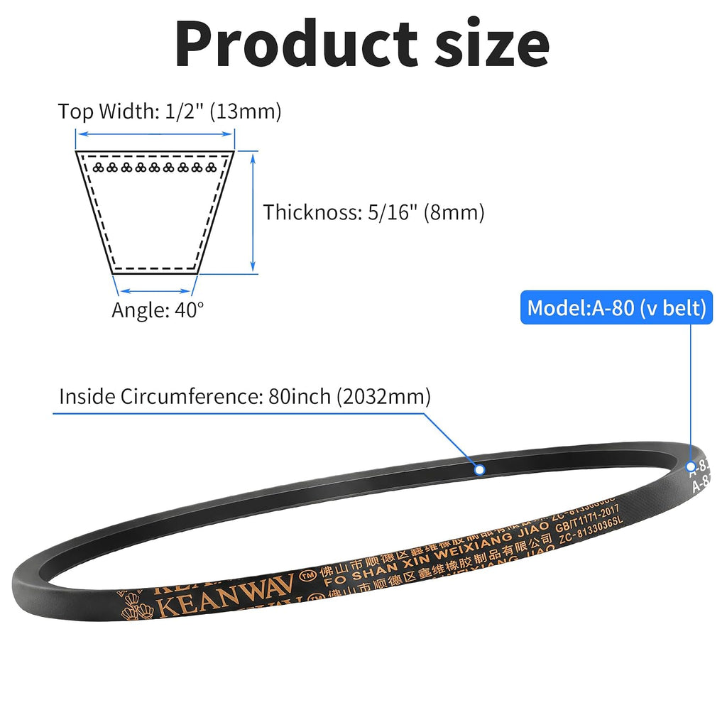 A80 Drive V-Belt, 80" Inner Circumference