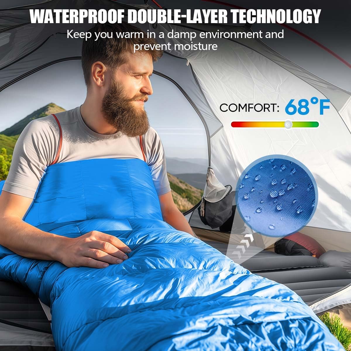 Camping Sleeping Bags for Adults Kids Waterproof Lightweight Sleeping Bag for Cold Weather or Warm Backpacking Hiking