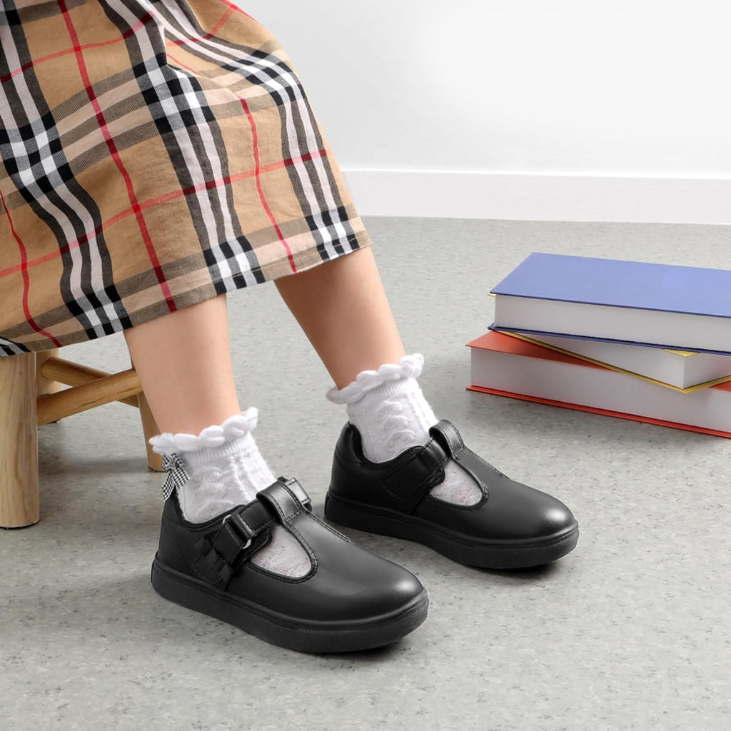 Girls Mary Jane Toddler School Shoes | Girl Uniform Arch Support T-strap Sneakers Dress Flats for Casual Daily Wear
