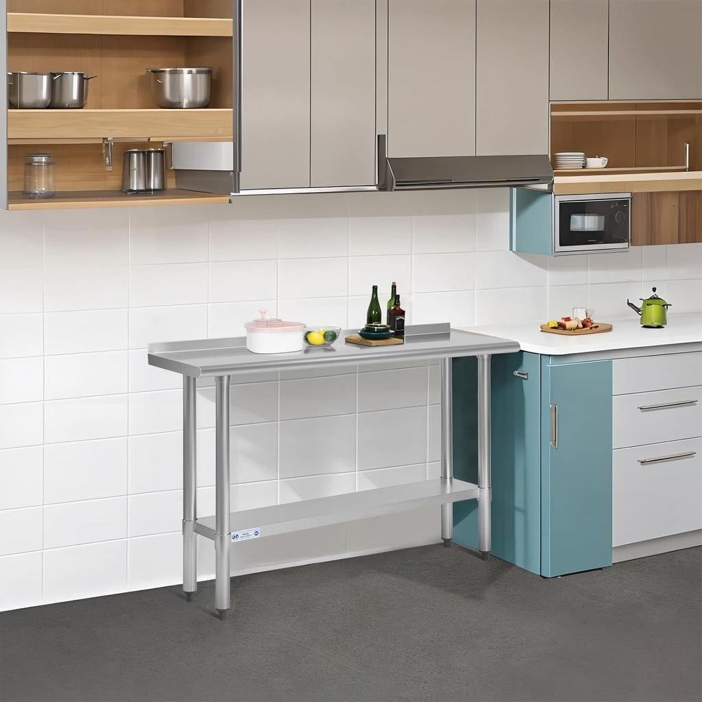 Hally Stainless Steel Table for Prep & Work 18" x 48" with Backsplash NSF