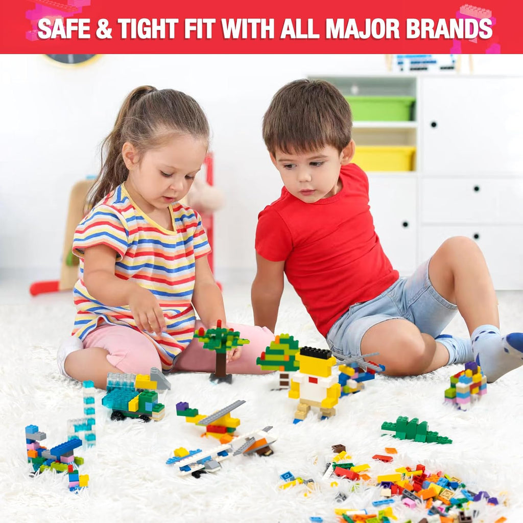 1600 Pieces Building Bricks, Building Bulk Block with 2 Packs 24x24 Studs Sticky Plate and 46PCS Wheel Accessory