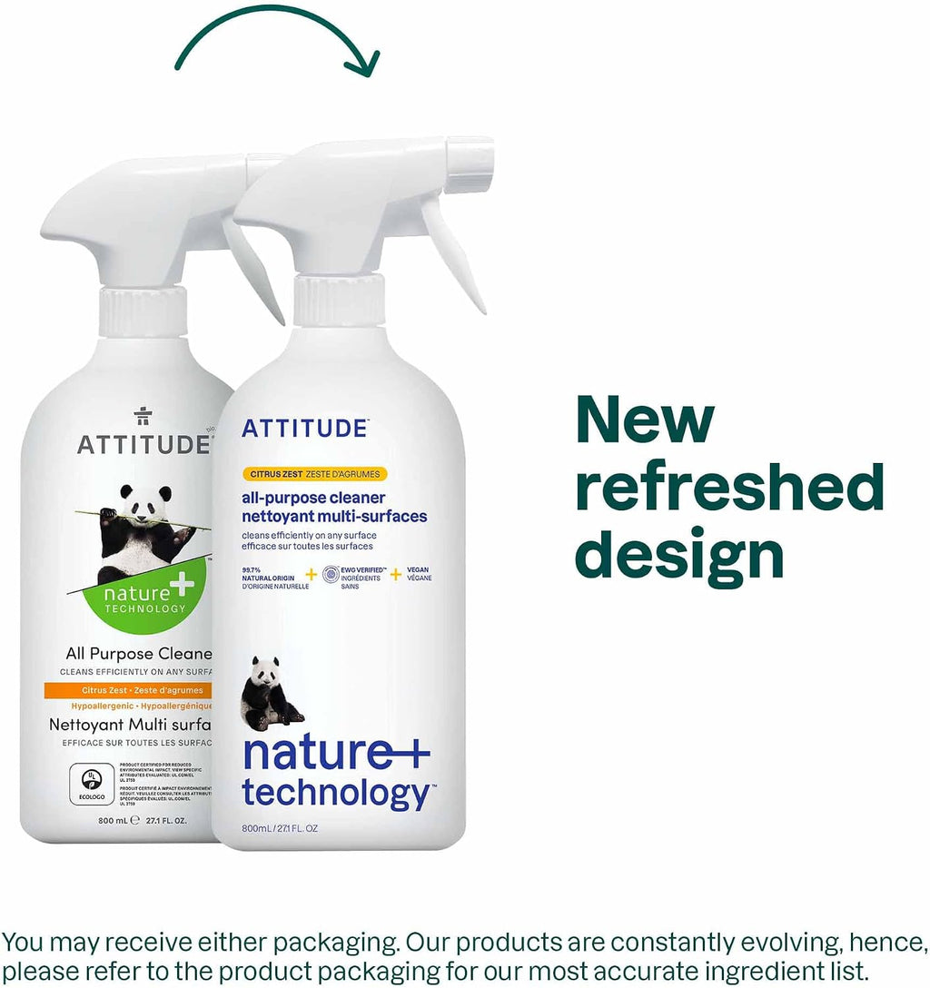ATTITUDE All Purpose Cleaner Spray, EWG Verified, Citrus Zest, 27 fl oz