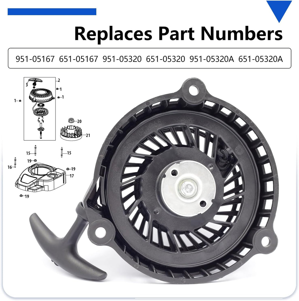 951-05167 651-05167 Recoil Starter Replacement for MTD for Powermore 132cc 140cc OHV Engine 1T65NU 1T65NUA 1T65NUB 1T65RU 1T65RUA 1T65RUB 1T65RUC