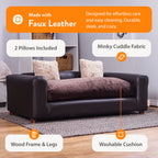 Premium Leatherette Pets Sofa, Espresso, Medium/Large