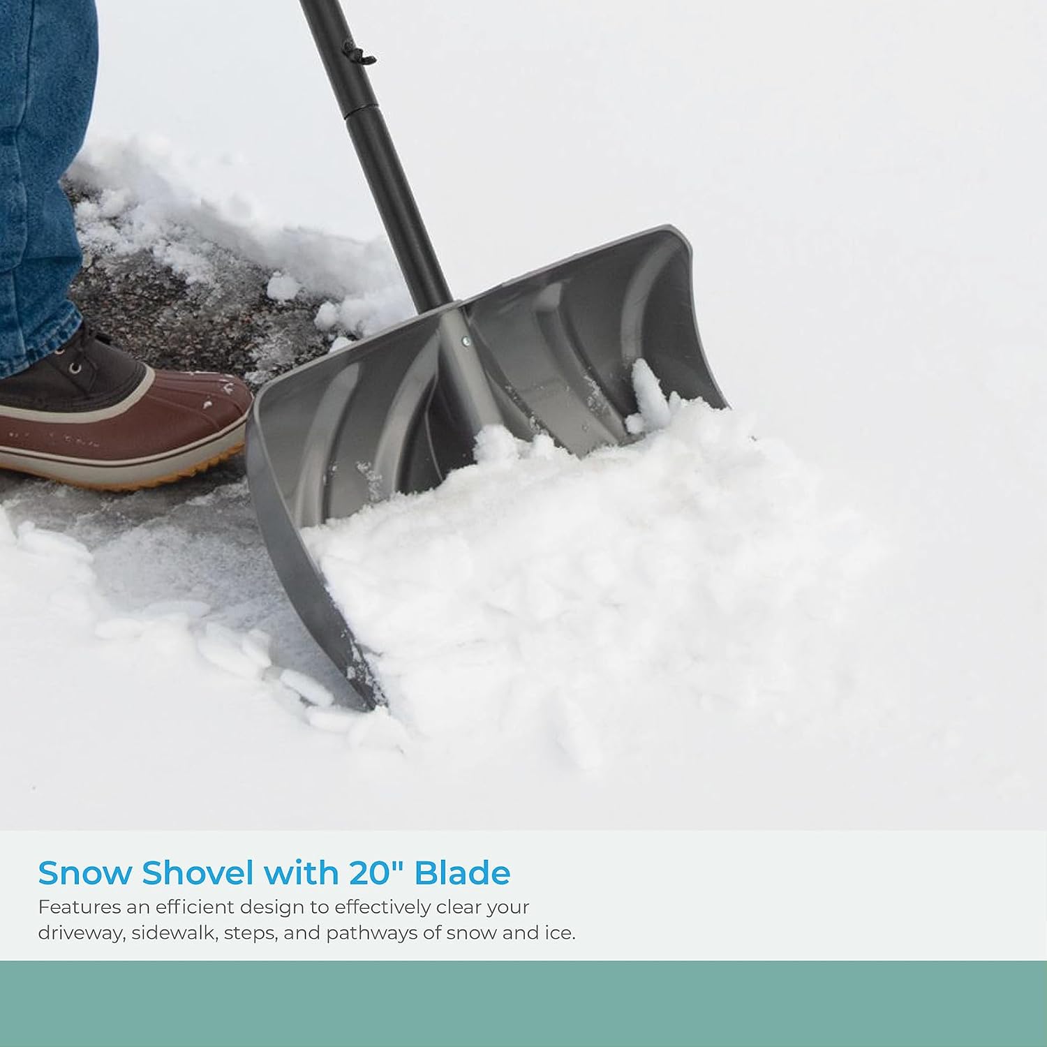 20" Combination Snow Shovel/Pusher, Grey/Black