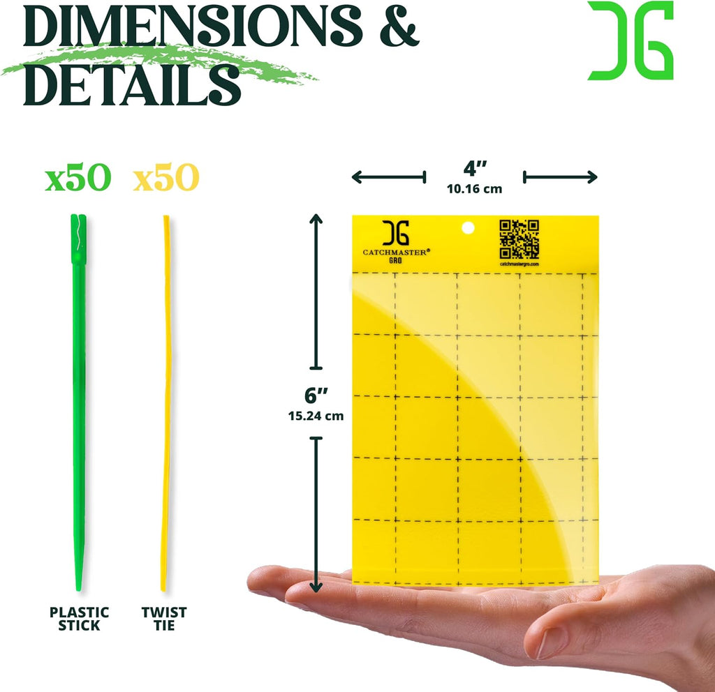 GRO Yellow Large Double Sided Sticky Traps 50PK, Adhesive Bug & Fruit Fly Trap, Pest Control for Home, Farm, Garden
