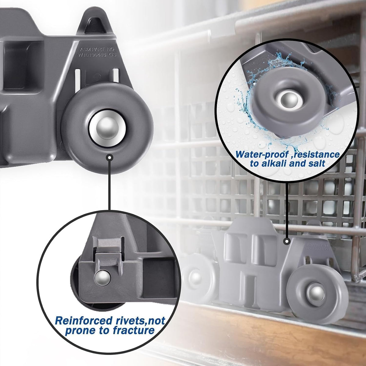 W10195416V W10195416 Dishwasher Wheels Lower Rack (Pack of 4)