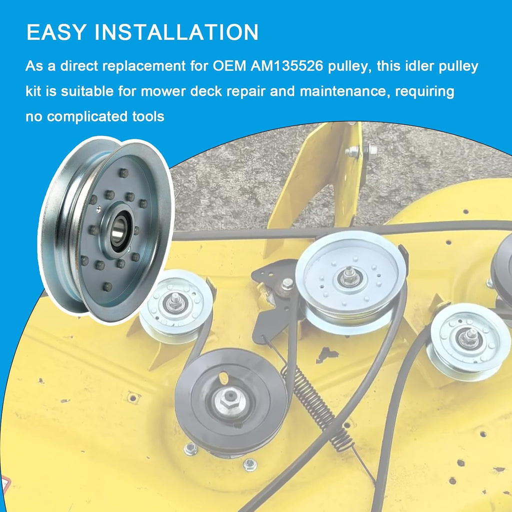 AM135526 Idler Pulley Compatible with John Deere Ztrak Z355E Z245 X310 Z425 | Fits X324 X330 X350 Z435 Z445 Lawn