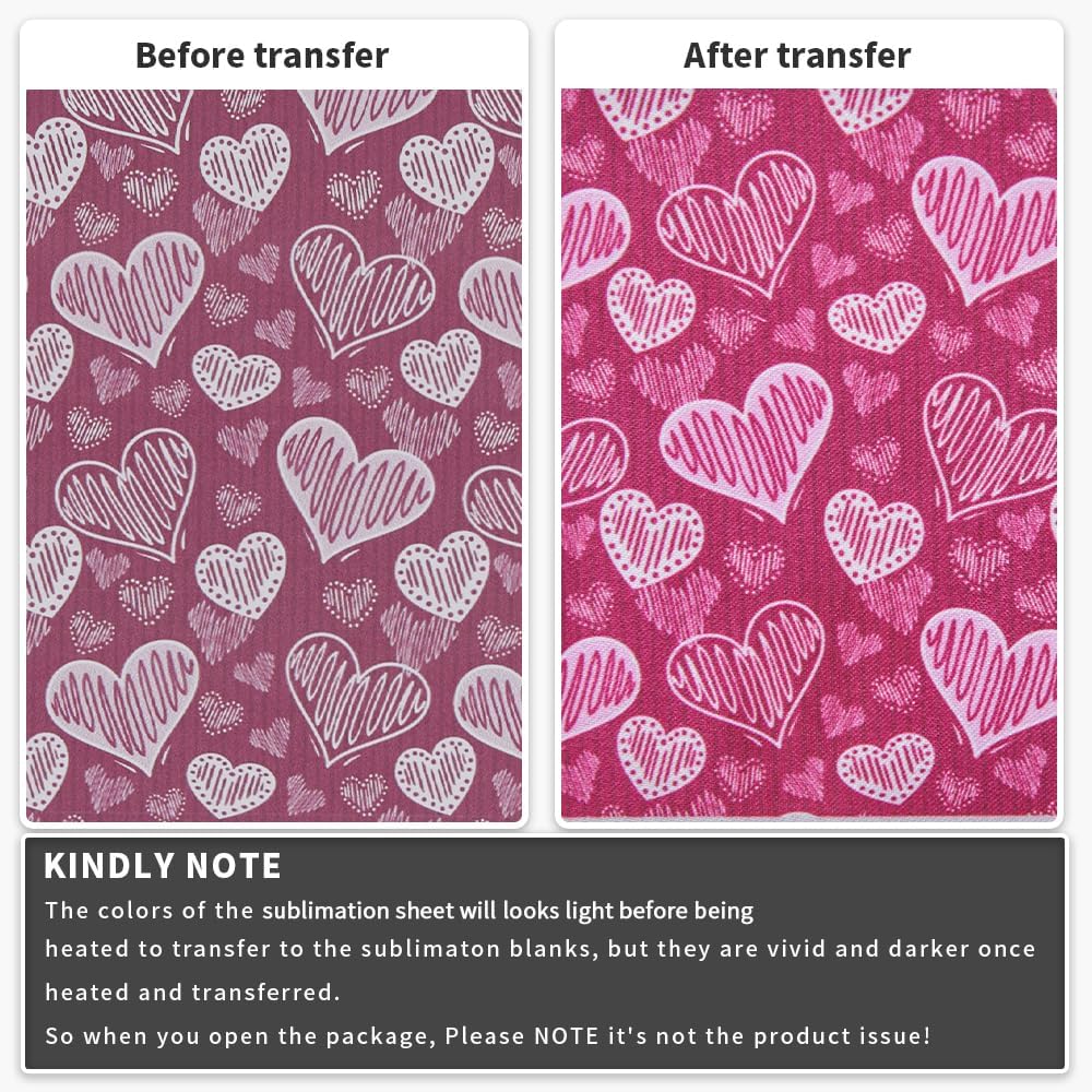 Valentine Transfer Sheets, 12 Pcs 4.5"x 12" Pre-Printed Sublimation Paper for DIY Heat Press Mug, T- Shirts, Coasters