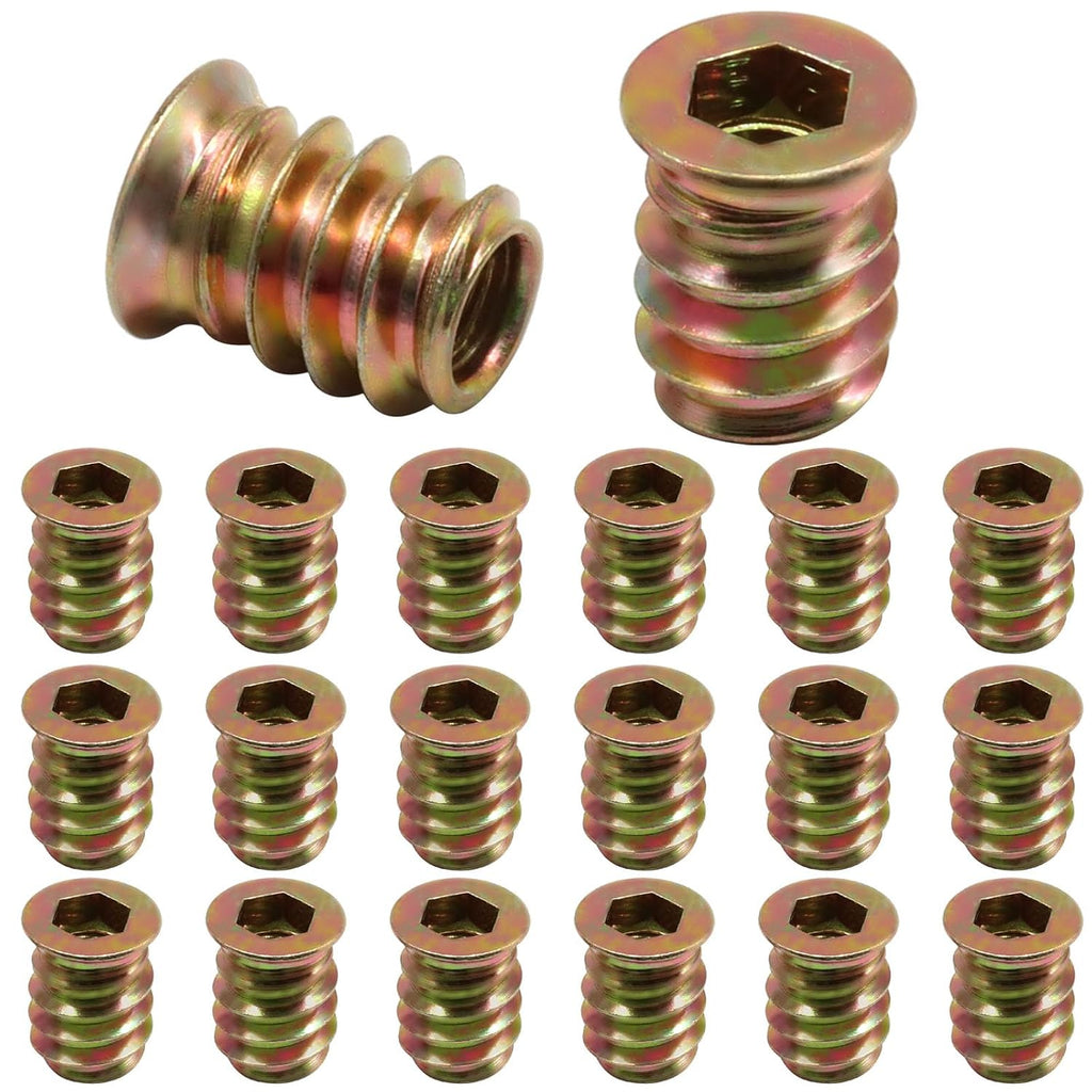 Piutouyar 20 Pcs M6x15mm Threaded Inserts Nuts for Wood