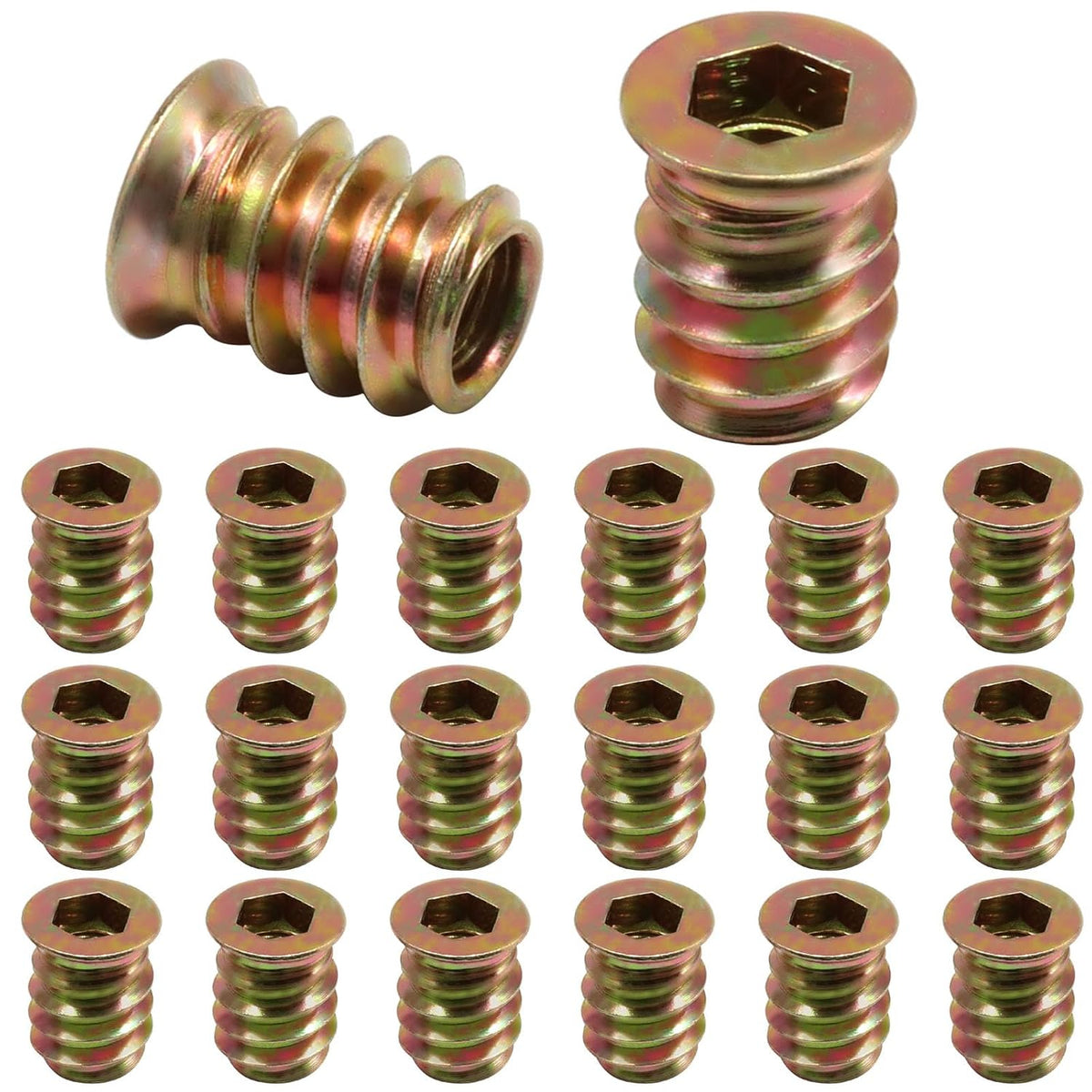 Piutouyar 20 Pcs M6x15mm Threaded Inserts Nuts for Wood