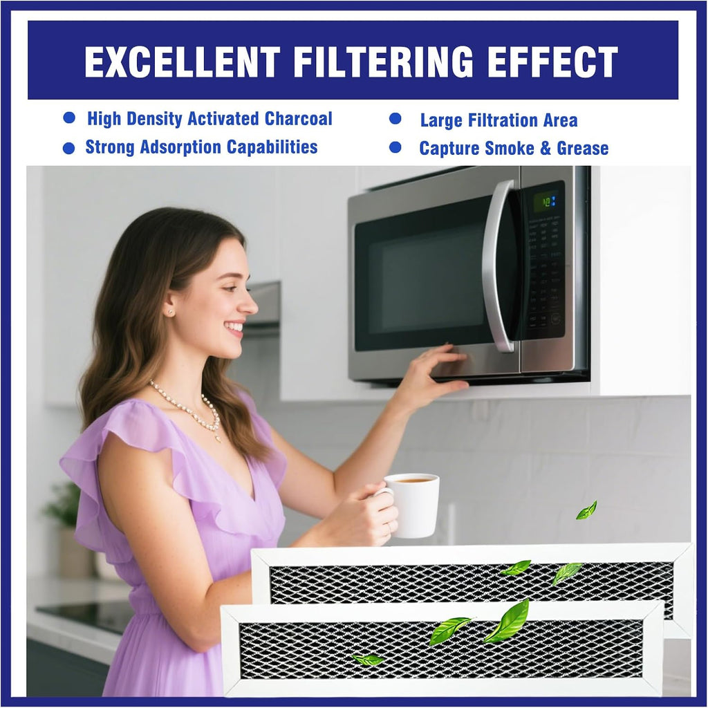 2 Pcs Microwave Charcoal Filter Mesh for GE PVM9005SJ2SS, PVM9005SJ3SS