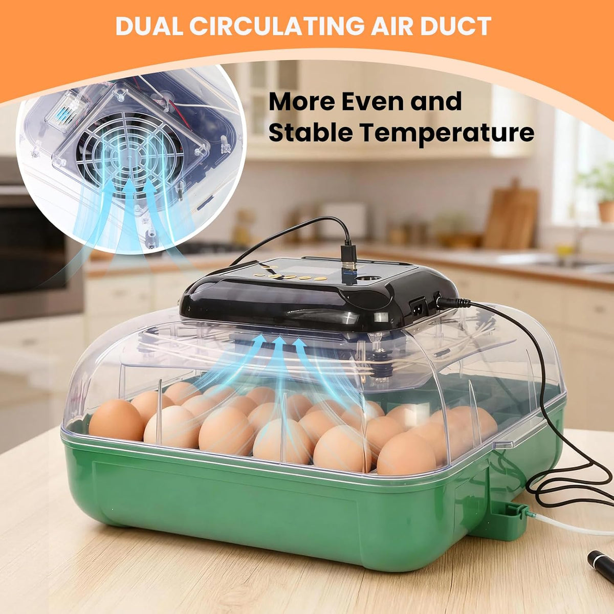 24 Egg Incubator for Hatching Eggs, 360° View Poultry Incubator, Automatic Egg Turning, Temperature & Humidity