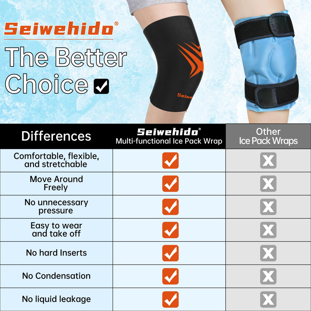 Extended Leg Knee Ice Pack Wrap Ice Sleeve for Knees Injuries Reusable Soft