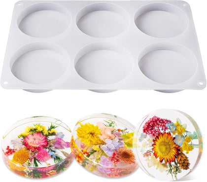 Extra Deep Resin Coaster Molds Silicone,4 Inches Silicone Molds | 6 Cavity Flexibility Round Molds for Resin, Epoxy