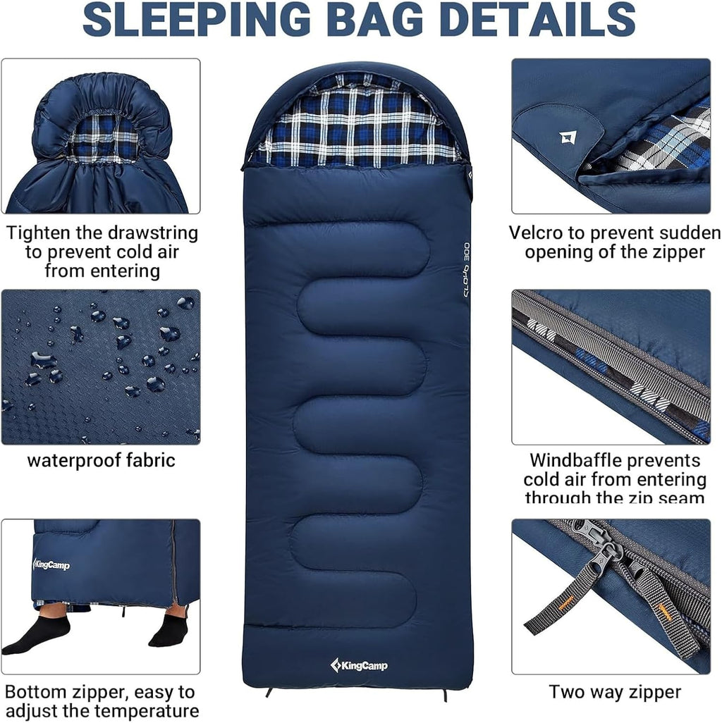 45°F Kids Sleeping Bag, 100% Flannel Sleeping Bag for Child | Lightweight Waterproof & Compact Sleeping Bags Cold