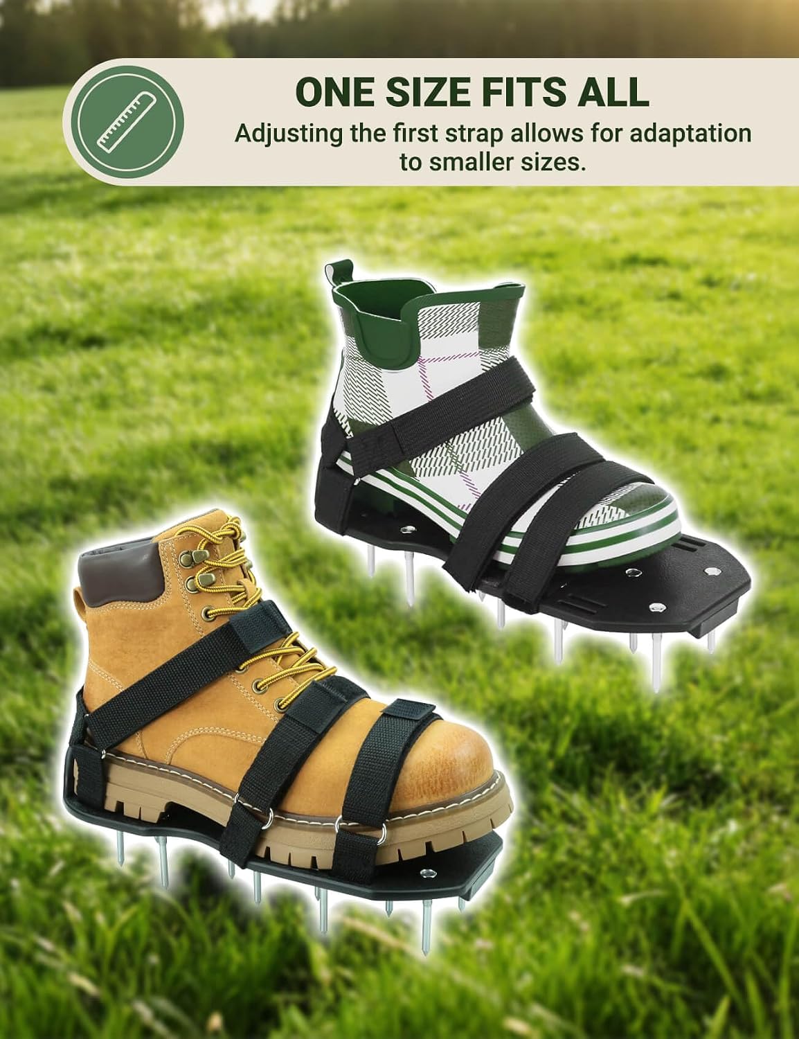 Lawn Aerator Shoes, Soil Aerator Lawn Tool with Dual Hook & Loop Straps for Effectively Aerating, One Size Fits All