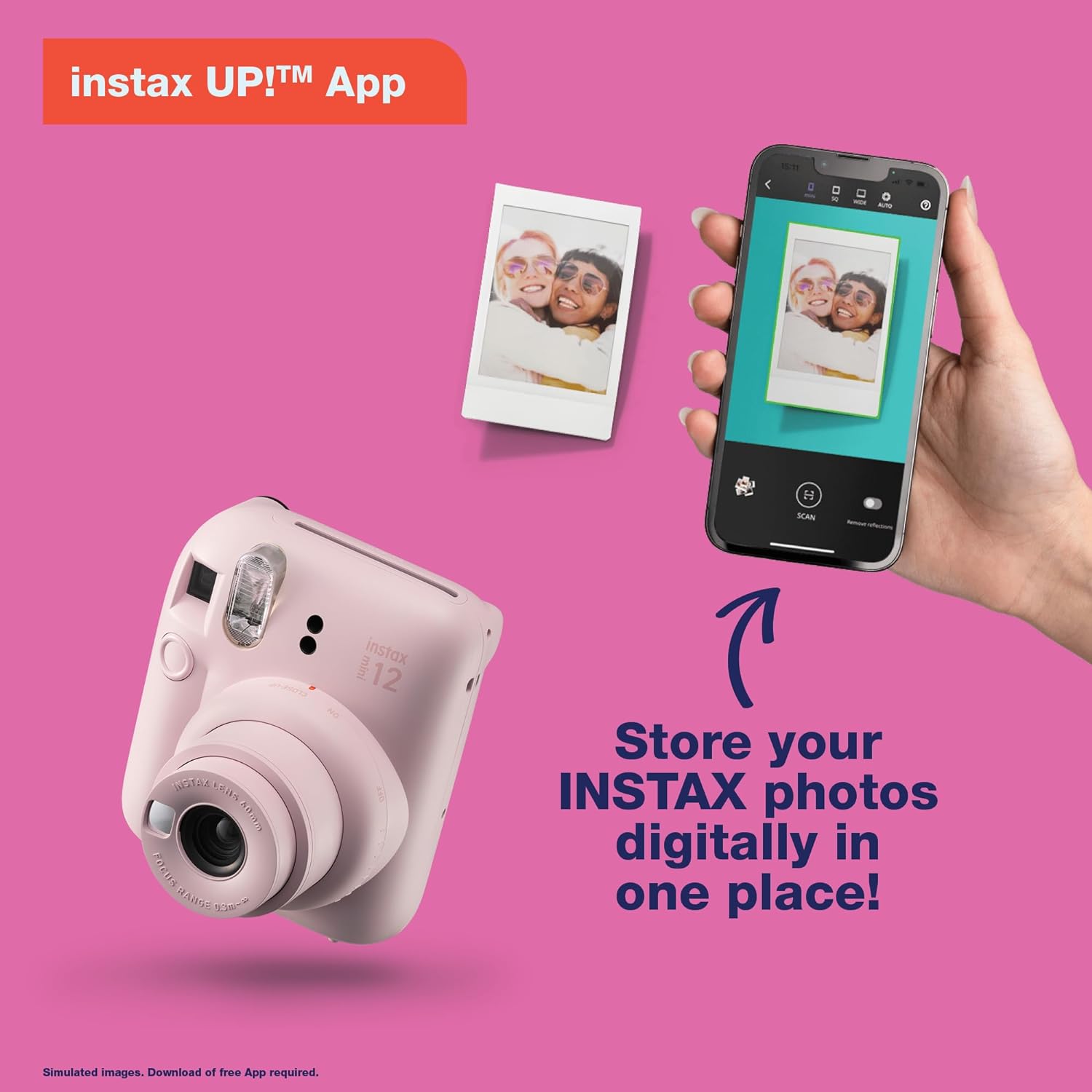 Instax Mini 12 Instant Film Camera - Pastel Blue | Instax Mini 12 with automatic exposure and selfie mirror for