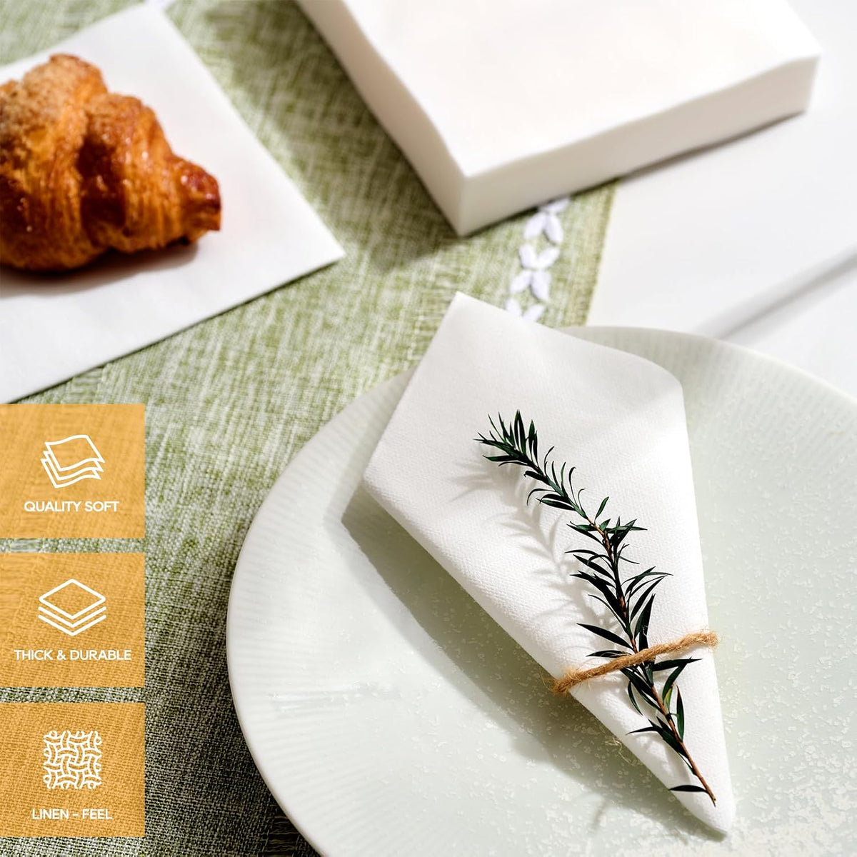 200 Count Linen-Feel Disposable Cocktail Napkins