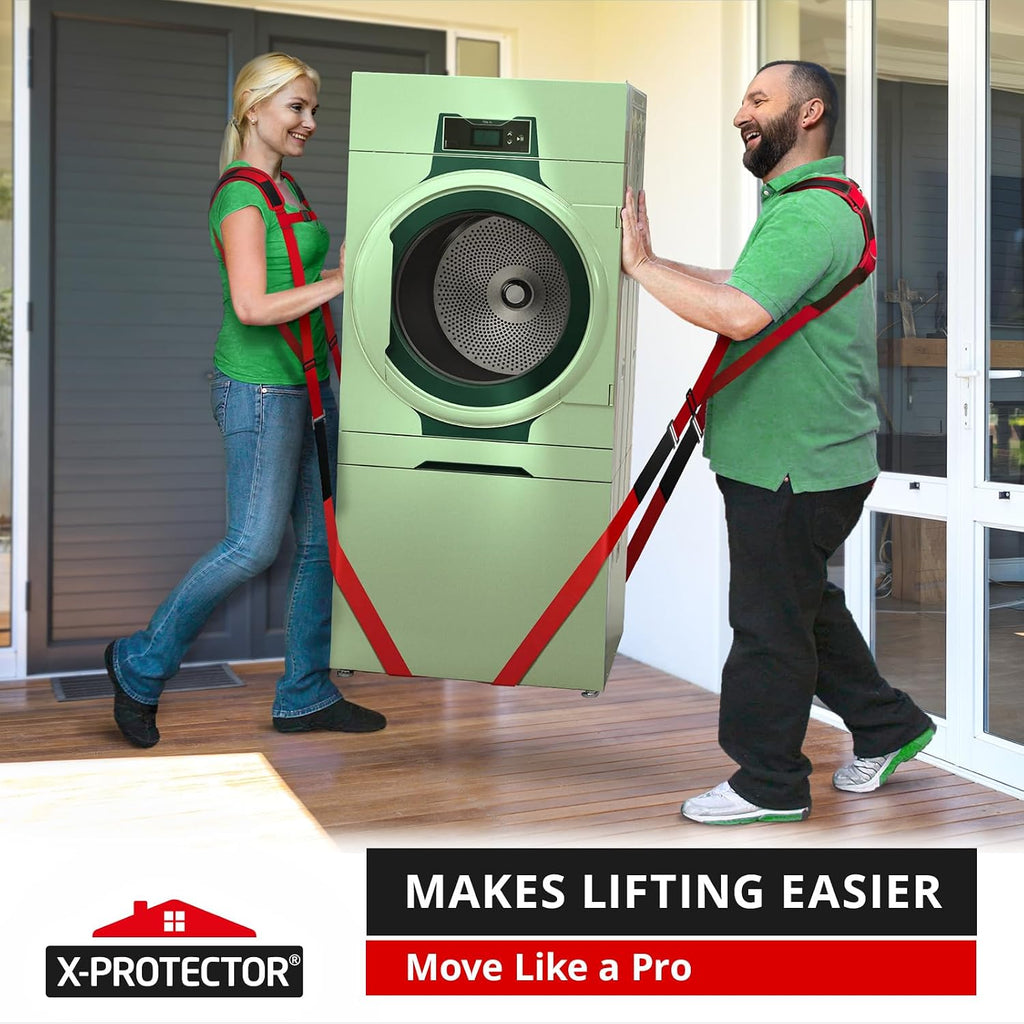 Moving Straps - 2 Pairs - Red Lifting Straps for 2 Movers | Move Furniture Easily and Safely - Perfect for Lifting &
