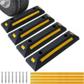 4 Pack Heavy Duty Rubber Parking Block Parking Curb | Wheel Stop Stoppers for Garage Parking with Yellow Reflective