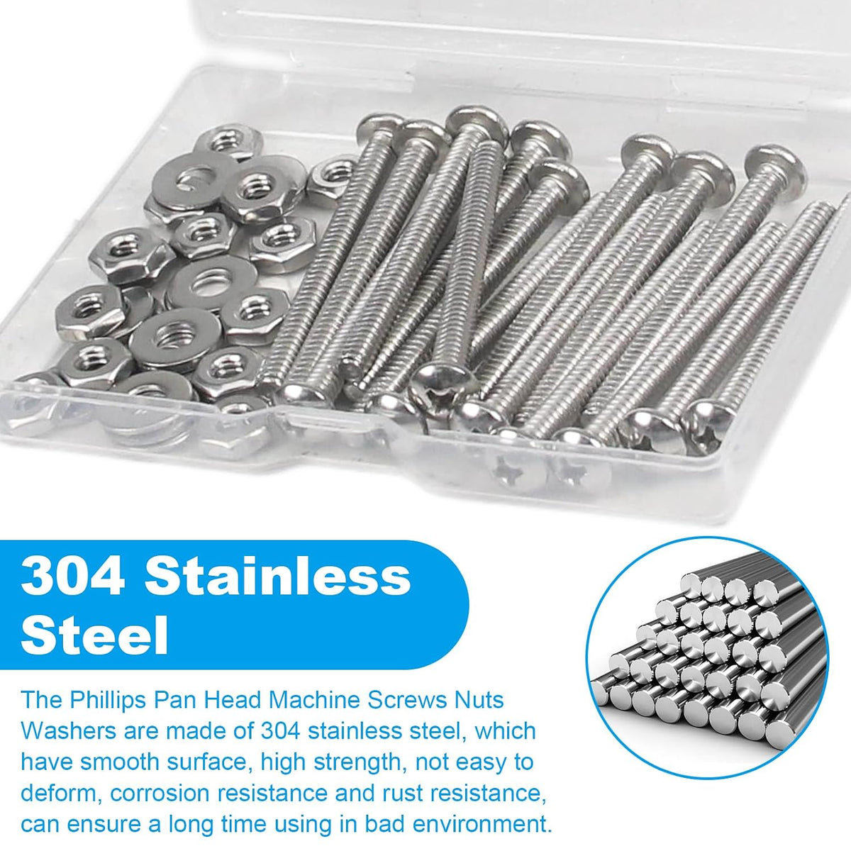 25 Sets #10-24 x 3/4" Pan Head Machine Screws Nuts Washers Kit