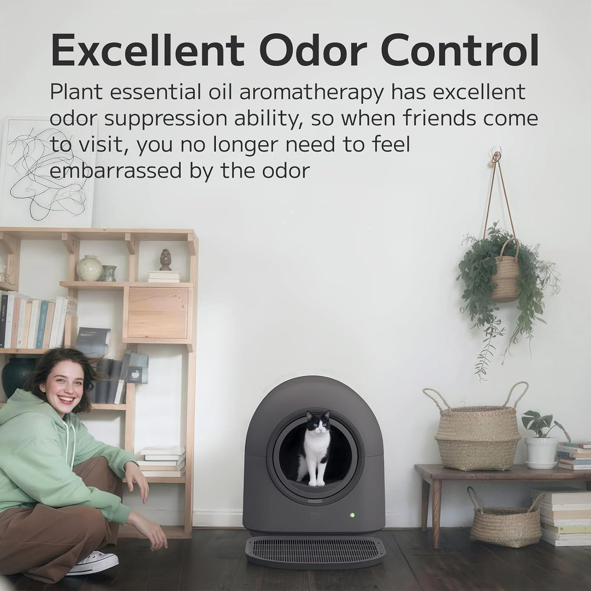 L2 Automatic Self Cleaning Litter Box Smart Robot Odor Control Litter Box,Safety Sensors Anti-Pinch,with APP Control