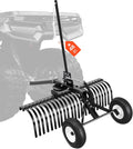 48in Tow Behind Landscape Rake, Pull Behind Lawn Rock Rakes for ATV Mower Tractors, 24 Durable Steel Tines