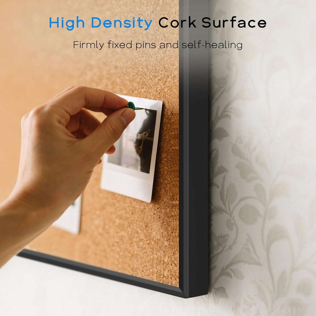 White Board Cork Board Combo, 24" x 18" Magnetic Dry Erase Board & Corkboard for Wall, Bulletin Board Vision Board