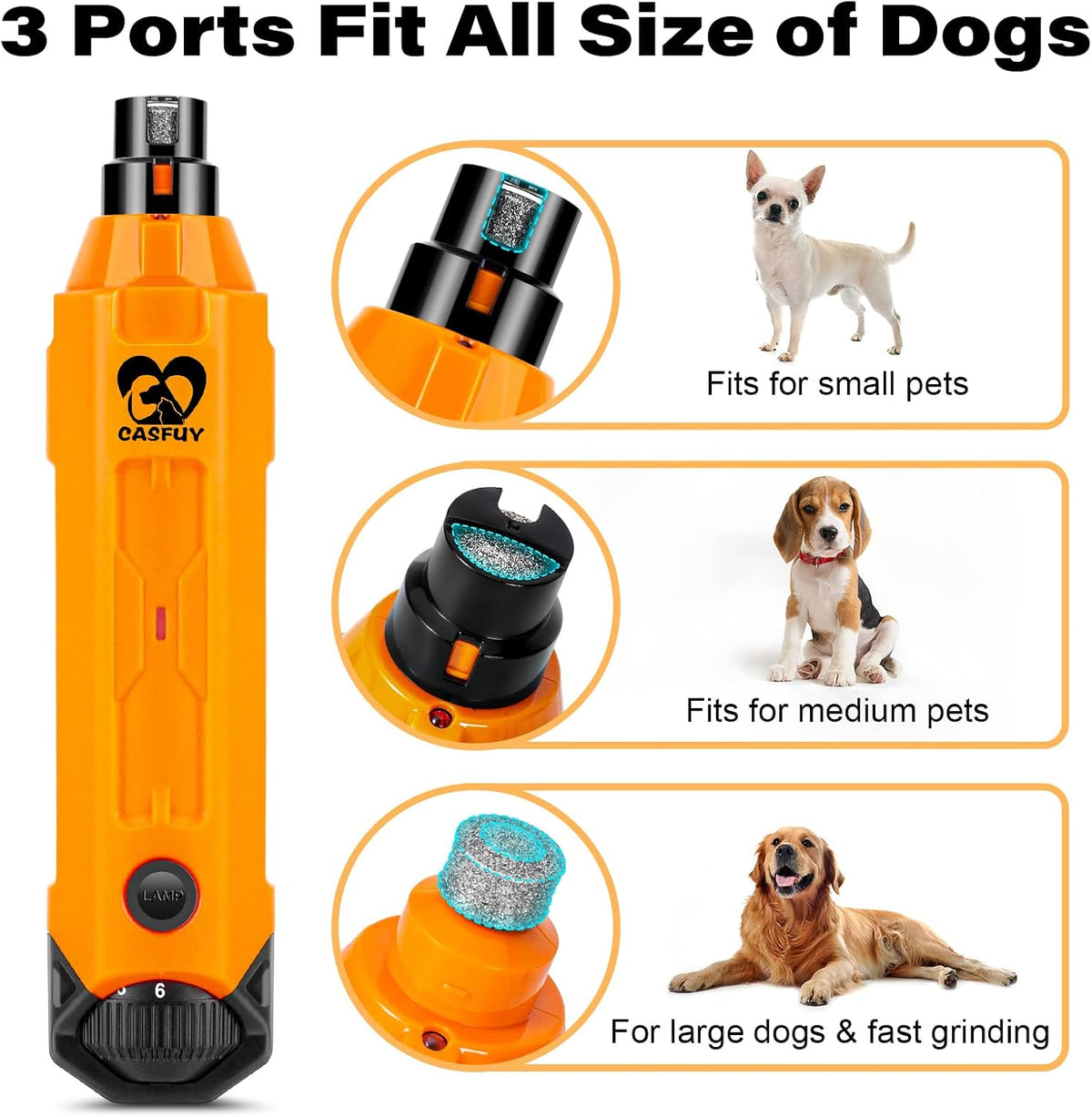 6-Speed Dog Nail Grinder - Newest Enhanced Pet Nail Grinder Super Quiet Rechargeable Electric Dog Nail Trimmer