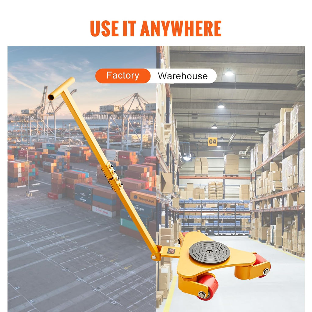 Machinery Skate Dolly, 6614 LBS/3T Industrial Machinery Mover with Handle, Carbon Steel Machinery Moving Skate with 3