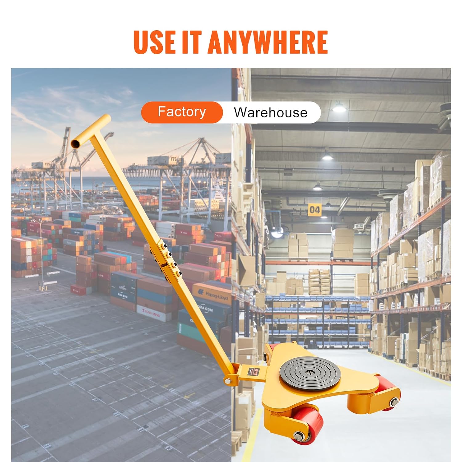 Machinery Skate Dolly, 6614 LBS/3T Industrial Machinery Mover with Handle, Carbon Steel Machinery Moving Skate with 3