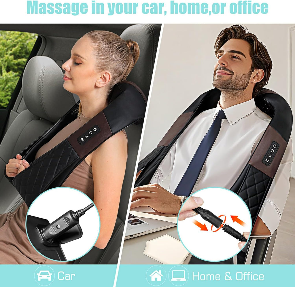 Shiatsu Neck and Back Massager with Heat, Electric Deep Tissue 4D Kneading Massage Pillow for Shoulder, Leg, Body