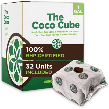 Coco Cube, 100% RHP Certified Coco Coir in Aerated Fabric Bag for Seed or Clone, Buffered, pH Stable, Low EC, Triple