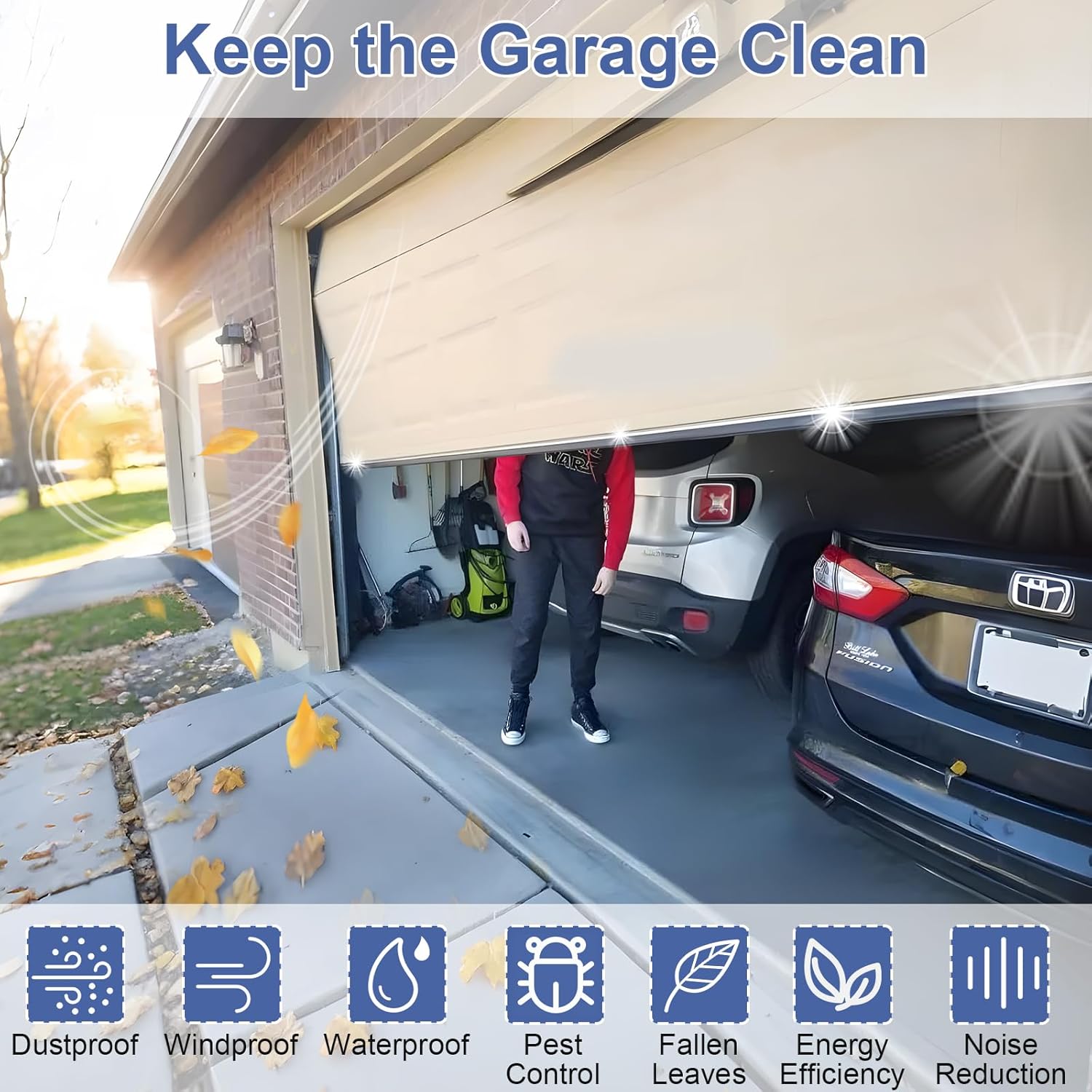 Garage Door Seals Bottom Rubber - 16.5 Feet Weatherproof EPDM Rubber, Easy DIY Trim-to-Fit Installation Kit