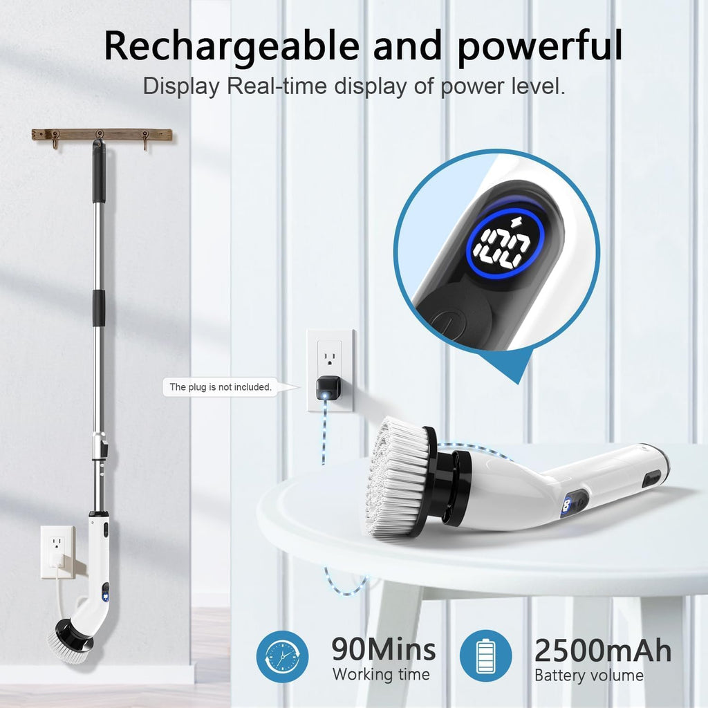 Electric Spin Scrubber,8 Replaceable Brush Heads for Home