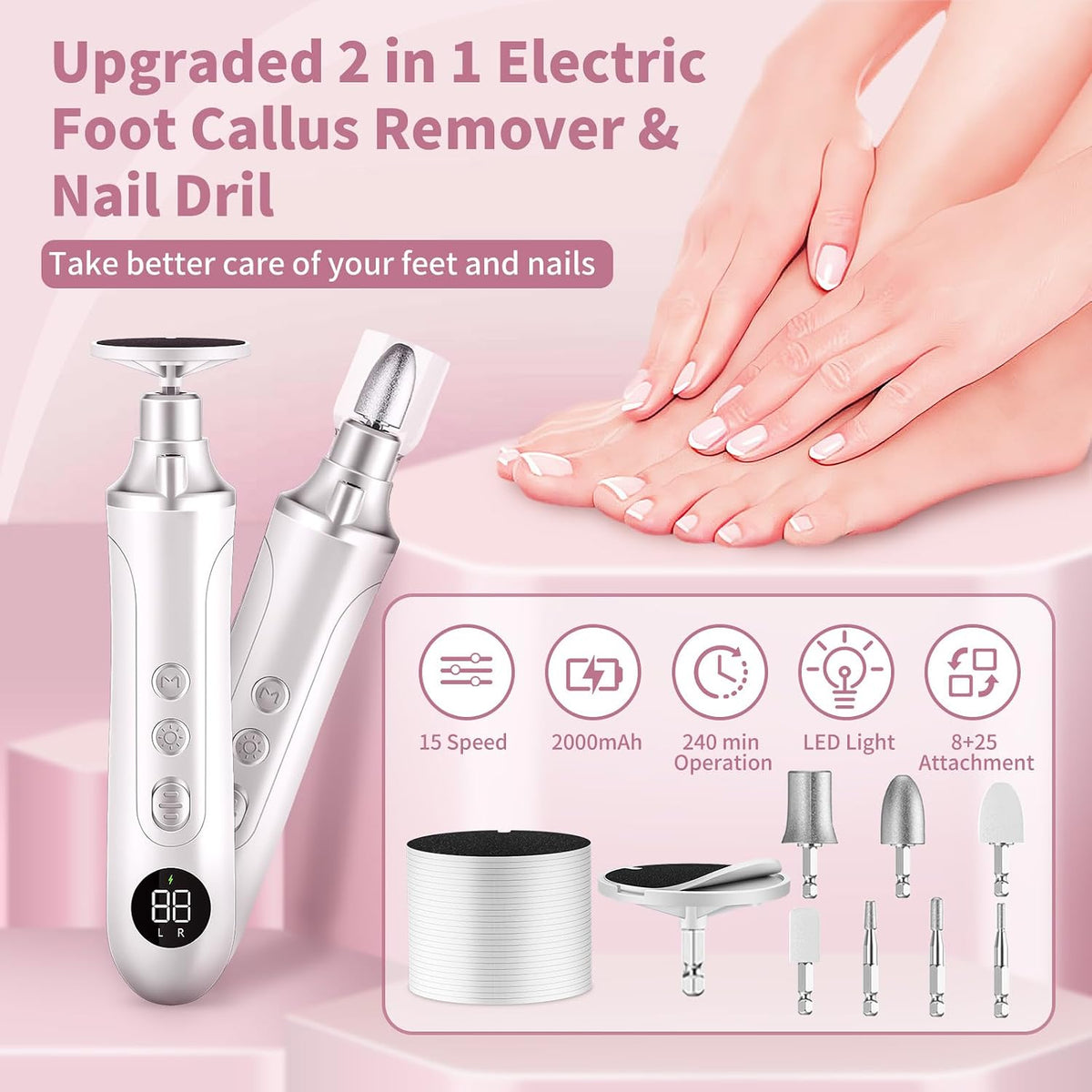 Electric Nail Drill Kit, Cordless