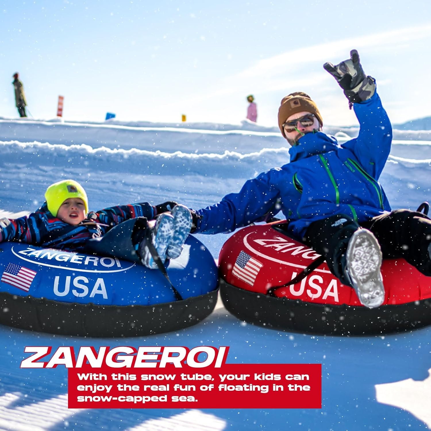Snow Tube for Sledding Snow Tubes Heavy Duty Snow Tube for Kids Adult Snow Sled Sledding Tube Inflatable Snow Tubes