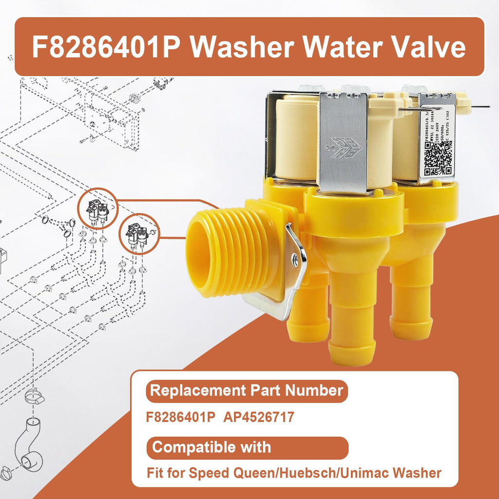 F8286401P Washer Water Valve Compatible with Speed Queen Huebsch Unimac