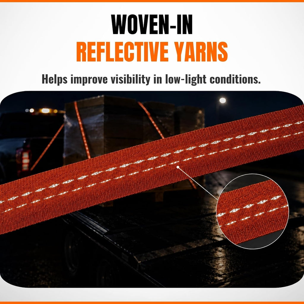 15FT Ratchet Straps 4 Pack, 1 Inch 2200lb Heavy Duty Tie Downs Straps Trailer Straps for Trucks Cargo Straps, Orange