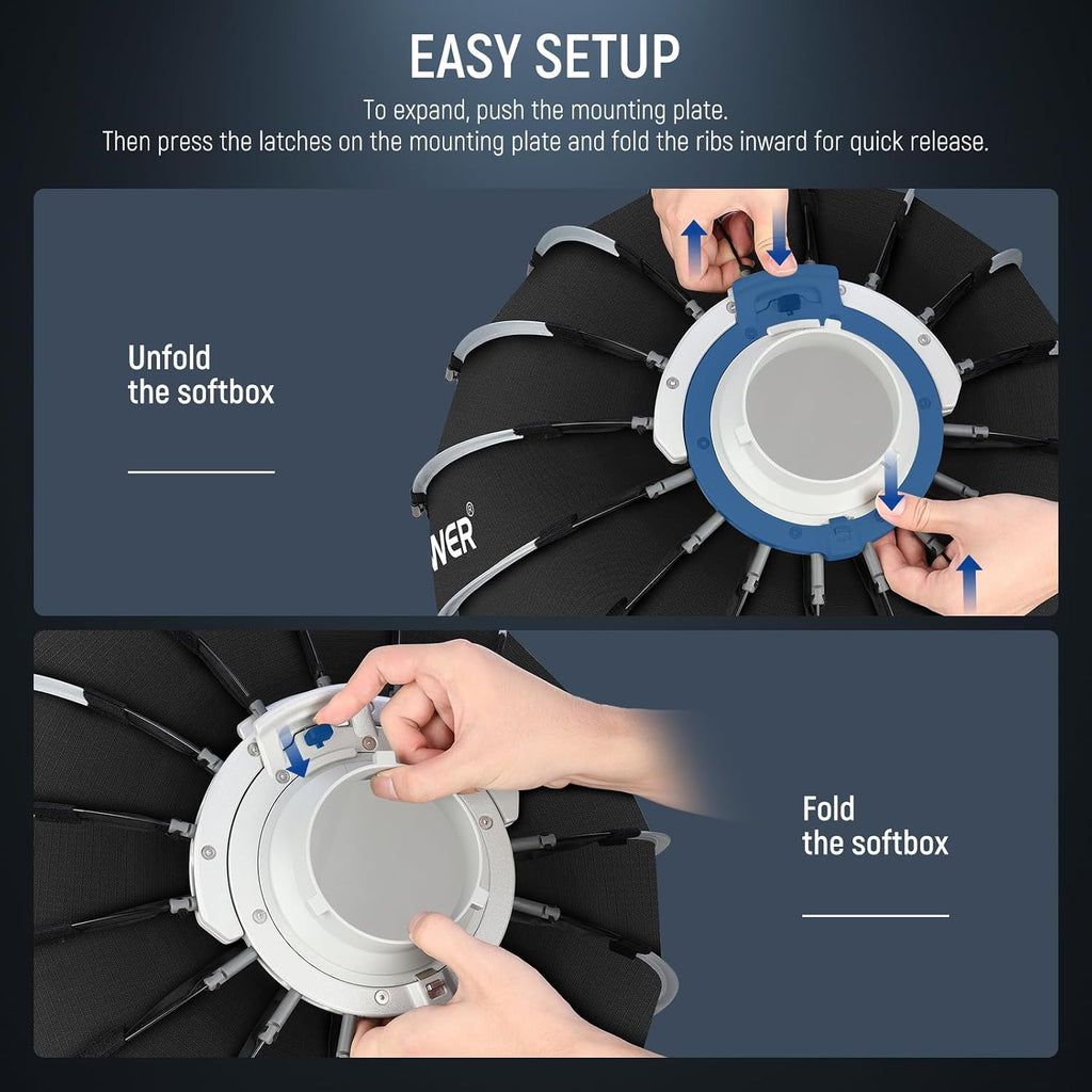 Parabolic Softbox Kit, 35.4" Bowens Mount Soft Box, NS72P | With Light Diffusers